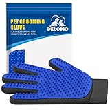 DELOMO Fellpflegehandschuh für Hunde & Katzen – Tierhaarentferner Massagehandschuh, Bürstenhandschuh mit weichen Gummispitzen, 5-Finger Design, atmungsaktives Mesh, waschbar (1 STK.)