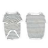 Shengxi Hundepullover, Gestreifte Hundeshirts für Kleine Hunde, Sommer Atmungsaktiv Gestreifte Welpe T-Shirt Weste Basic T-Shirt Dehnbar Haustier Kleidung für Chihuahua Französische Bulldogge (L)