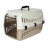 Kerbl Pet Transportbox Expedion, Creme/Taupe, 45x30x30 cm, Hundebox, Katzenbox, Hundetransport, Kunststoff, kleine Hunde, Katzen