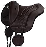 Equinate Reitpad Stella aus synthetischem Leder Pferd Braun - Bareback Pad mit pflegeleichter Neopren Unterseite - Reitkissen Baumloser Sattel