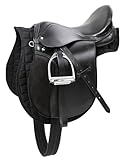 Covalliero Sattelset, Haflinger, schwarz, 17,5 Zoll, Kammerweite Sattel 34,5cm, Länge Sattelgurt 125cm, bequem, gute Passform, inkl. Sattel und Satteldecke