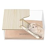 BUCATSTATE Sandbad-Container für Hamster mit Leiter – Acryl-Dusch- und Grabungsraum-Katzenklo für Mäuse, Lemminge, Rennmäuse, Kleintiere (rechteckig)