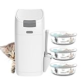 Littycat® Katzenstreu Eimer inkl. Schaufel & 3 Nachfüllkassetten • Geruchsdichter Entsorgungseimer für Katzenstreu • Klick System mit Einhandbedienung • Katzenklo Mülleimer