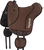 Equinate Reitpad Newfield aus synthetischem Wildleder Pony Braun - Bareback Pad mit pflegeleichter Neopren Unterseite - Reitkissen Baumloser Sattel