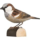 WILDLIFEGARDEN WG434 DecoBird Haussperling - Handgeschnitzter Dekorative Vogel aus Holz - Kleine Europäische Vögel