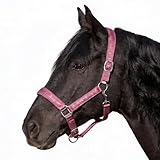 Pferdelinis Halfter für Pferde Glitzerhalfter, gepolstertes Halfter, verstellbare Dornschnallen, Halfter Pony, Cob, Warmblut, Shetty (Pink, Cob Vollblut)