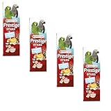 Versele-Laga Prestige Sticks Papageien mit Banane & Kokostopping | 4er Pack | 4 x 140 g | Snack für Papageien | Ohne Zuckerzusatz und ohne synthetische Konservierungsmittel