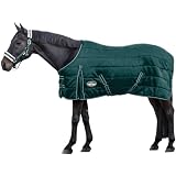 Marengos - Pferde Stalldecke 420D Comfort | atmungsaktiv & mit Thermofüllung | leichte Decke für Pferde mit Kreuzgurten | Größe 135 cm & in Tannengrün | Pferdedecke mit 200g Füllung