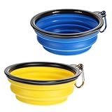 2 Stück Hundenapf Faltbar Faltbare Schüssel für Hunde Katzen Tragbare Hundenapf Wassernapf Hund mit Karabiner Faltbarer Hundenapf Unterwegs Reisenapf Trinknapf Collapsible Dog Bowl für Reisen Wandern