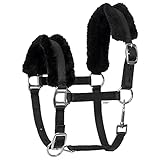 Start FoalMink Fohlenhalfter – Weiches, Verstellbares Ponyhalfter mit Kunstfell – Komfortables und Langlebiges Halfter für Fohlen & Ponys – Ideal für Stall, Weide & Training (Foal, Schwarz)