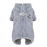 Izefia Hund Pullover Kleidung Fleece Wolle Onesie Winter Warm Schweiß Hemd 4 Beine Pyjama Trendy Haustier Gesicht Muster Pullover für Kleinen Hund Mittlere Katze
