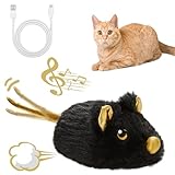 Vealind Katzenspielzeug Elektrisch Spielmaus, Katzenspielzeug Mäuse Spielmäuse für Katze mit Umzug USB Wiederaufladbar Interaktive Spielzeug Maus (Schwarz)