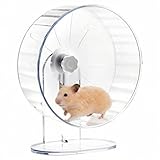 QWORK® 22CM Leises Hamster Laufrad aus Transparentes Acryl mit 9CM Lauffläche, Einstellbarer Höhe, für Hamster, Rennmäuse, Chinchillas und Kleintiere