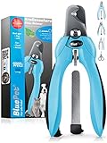 BluePet Profi Krallenschere für Hunde & Katzen I Extra Starker & Scharfer Krallenschneider für Harte Krallen I Einstellbare Krallenzange auf alle Krallendurchmesser + Feile im Griff - Krallenpflege