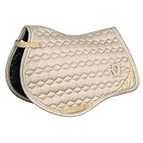 EQUESTRIAN QUEEN Schabracke, Anatomisch geformte Dressurschabracke mit Glitter Mesh, atmungsaktiv, mit Logo - Milan Bamboo 25AW (Beige, Dressur)