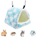 Blaue Kleintier Höhle, Kuschelbett Winterhaus für Hamster, Plüsch Baumwolle Warmes Nest, Weicher Igel Schlafsack, Atmungsaktive Haustier, Gemütliche Winterschlaf Höhle, Sanfte Polsterung Kleinti