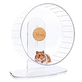 Niteangel Super-leise Hamsterräder - Leise Spinner-Hamsterräder mit verstellbarem Ständer für Zwerghamster, Gerbils, Mäuse oder andere kleine Tiere (L, Transparent)