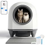 Devoko katzenklo selbstreinigend, 90L selbstreinigende katzentoilette mit niedrigem Einstieg/großem Raum/Geruchsentferner, APP-gesteuerte katzenklo mit Sicherheitssensor inklusive Katzenmatte.