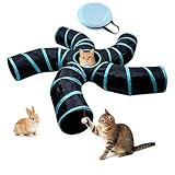 Bemodst Katzentunnel, 2-Wege/3-Wege/4-Wege/5-Wege Faltbar Kätzchen Tunnel Katzenspielzeug interaktives Pop-Up-Labyrinthhaus-Spielzeug für kleine Kaninchen,Welpen,Frettchen,Meerschweinchen (5-Wege)