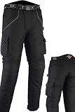 Texpeed Motorradhose mit protektoren herren - Textil Wasserdicht Motorroller Motorrad Bikerin Mit CE Schutz rüstung (EN 1621-1) - Schwarz - (3XL Taille/Lang Bein)