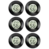 6er Mini Thermometer Hygrometer, LED Digital Temperatur Humidity Sensor, Celsius (°C) Thermo Moisture Meter für Innen, Weinkeller, Gewächshaus, Lager, Humidors, Terrarium, 3D-Drucker-Zubehör, 4.5CM