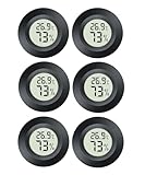 JEDEW Hygrometer Thermometer Digital Humidity Meter Indoor/Outdoor Humidity Monitor Reptile Thermometer for Humidors Greenhouse Garden Cellar Fahrenheit (℉) or Celsius(℃) (schwarz-6 Pack) (6)
