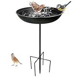 Vogeltränke Stehend für Garten, Vogeltränke Winterfest Groß mit 5 Erdspieß, Vogelbad Garten Schüssel Wildvogeltränken Metall, Wasserschale für Vögel, Spa-Vogelfutterstation für Balkon Terrasse Hof