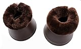 Merauno® Lammwolle Hufglocken, aus Kunstleder, mit Neopren-Innenfutter und Lammfellrand. Farbe:Natur, Schwarz, Anthrazit (L, Braun+Braun)