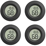 Mini Digital Thermometer Hygrometer Rund, Innen Feuchtemessgerät für Luftbefeuchter Keller, Terrarium Klein Reptilien Digitaler Hygrometer Temperaturmesser zubehör, Raumthermometer innen(4PCS)