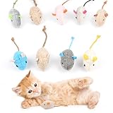 Adiwo Katzenspielzeug Maus, 9 Stück Plüsch Maus mit Katzenminze, Interaktives Katzenspielzeug für Katzen und Kätzchen, Ideal für kleine Rassen