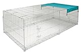 Kerbl Pet Freigehege mit Ausbruchsperre, 230 x 115 x 70 cm, mit Sonnenschutzabdeckung, 4 x seitlichen Türen, langlebig