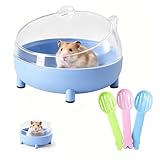 ELYIQI Sandbad Hamster, Hamster Toilette, Hamster Sandbad, mit Panorama Design, Transparente Badebox mit Praktischer Zufällige Farben Badelöffel, Ideal für Hamsterkäfig Zubehör und Kleintier