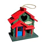 Bluebird House Vogelheim aus Holz, 22,9 x 21,9 x 14 cm, für Rotkehlchen, Spatzen, Schwalben, Kanarienvinkel mit Seil zum Aufhängen, Gartendekoration, L