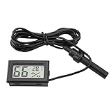 LCD Aquarium Thermometer Hygrometer Digital mit 1,5m Externer Sonde, -50°C bis 70°C Terrarium Thermometer Hygrometer für Reptilien Geflügel, Brutthermometer Inkubator Geeicht