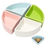 4 Stück Hamster Futternapf, 7.7 × 7.7 × 3.5 cm Keramik Hamsternapf, 4 Farben Petite Trinknapf Dreieckig Wassernapf Hamsterschüssel Ecktoilette für Kleintier Hamster Hedgehog Meerschweinchen