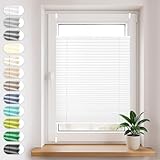 Sonello Plissee Klemmfix ohne Bohren 45cm x 100cm Weiß Faltrollo Plisseerollo Jalousie für Tür & Fenster Blickdicht Sichtschutz Sonnenschutz Fertifplissee Rollo