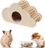 Norhogo Hamster Zubehör: Holz-Haus, Versteck, Treppe Spielzeug für Chinchilla, Ratten, Eichhörnchen, Kleine und Goldhamster - Wolkenform