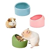 3 Stück Hamster Keramik Futterschalen, Keramische Hamster Futternapf, Keramik Napf für Haustiere, Anti-Biss Futterschalen(Pink, Blau, Grün)