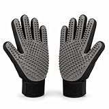 Generisch Haustierpflege-Handschuhe 1 Paar Fellpflegehandschuh Tierhaarentferner 5-Finger Massagehandschuh, für Hunde & Katzen (Langhaar/Kurzhaar), auch fürs Baden, waschbar (grau)