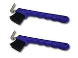 Pferdelinis Hufkratzer für Pferde Esel Ziegen Huf mit extra Stabiler Bürste und ergonomischen Griff (2X blau)