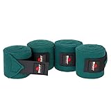 Start - Bandagen Pferd mit Klettverschluss und Aufbewahrungstasche, Fleecebandagen Pferd 4er Set, Elastikbandagen Pferd, Bandagen für Pferde, Bandagen Pony (Grün, 300 cm)