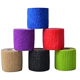 6 Stück Selbstklebende Bandagen, 5 cm x 4.5 m Bunte Elastische Klebebandagen, Bequeme und Atmungsaktive Feste Bandagen Geeignet für Handgelenk- und Gelenkverstauchungen Haustier Bandagen(Bunt)