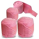 Pferdelinis Bandagen fürs Pferd aus Fleece mit Klettverschluss - Fleecebandagen Pferd im 4er Set mit praktischer Aufbewahrungstasche (Pony, Pink)