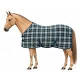Brama-West Fleece Abschwitzdecke Pferd – Anti-Pilling Pferdedecke Atmungsaktiv mit Kreuzgurten (Grün/Weiß, 145)