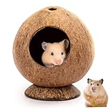 Hamsterhaus 5.3x4, 7in Kokosnussförmiger Hamster-Hune mit Stabiler Basis und 2, 2-Zoll-Loch Natural atmungsaktiv