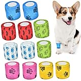 Miilovdora 12 Rollen Selbsthaftende Bandage Kohäsive Bandage Selbstklebender Verband für Vet Wrap Pet 5cm x 4,5m Elastischer Binde Bandage Haftbandage Fixierbinde für Handgelenk,Knöchel Finger