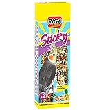 Riga - Sticky mit Früchten für Großsittiche - Gebackene Sticks - Mischung aus Körnern, Getreide und Früchten, darunter Apfel und Rosine - Schachtel mit 2 Sticky Sticks, 140 g (1er Pack)