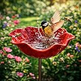 Gartenstecker aus Metall, Handgefertigt Blumenform Vogeltränke Winterfest Insektentränke Bienentränke Gartenfiguren & Gartenstatuen Gartendeko für Draußen