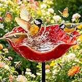 Vogeltränke Blume aus Metall, 2026 Neu Vogeltränke Blume aus Metall, Blumen Gartenstecker Bienentränke, Insektentränke Garten, Blumenform Fütterungsschale, für Wildvögel Frostfest,Garten,Hinterhof