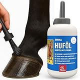EMMA Huföl Pferd mit Pinsel 480 ml – mit Walnussöl – Hufpflege für Pferde & Ponys – pflegendes Huföl gegen trockene, rissige Hufe & Strahlfäule – Huföl Gel & Strahlmittel
